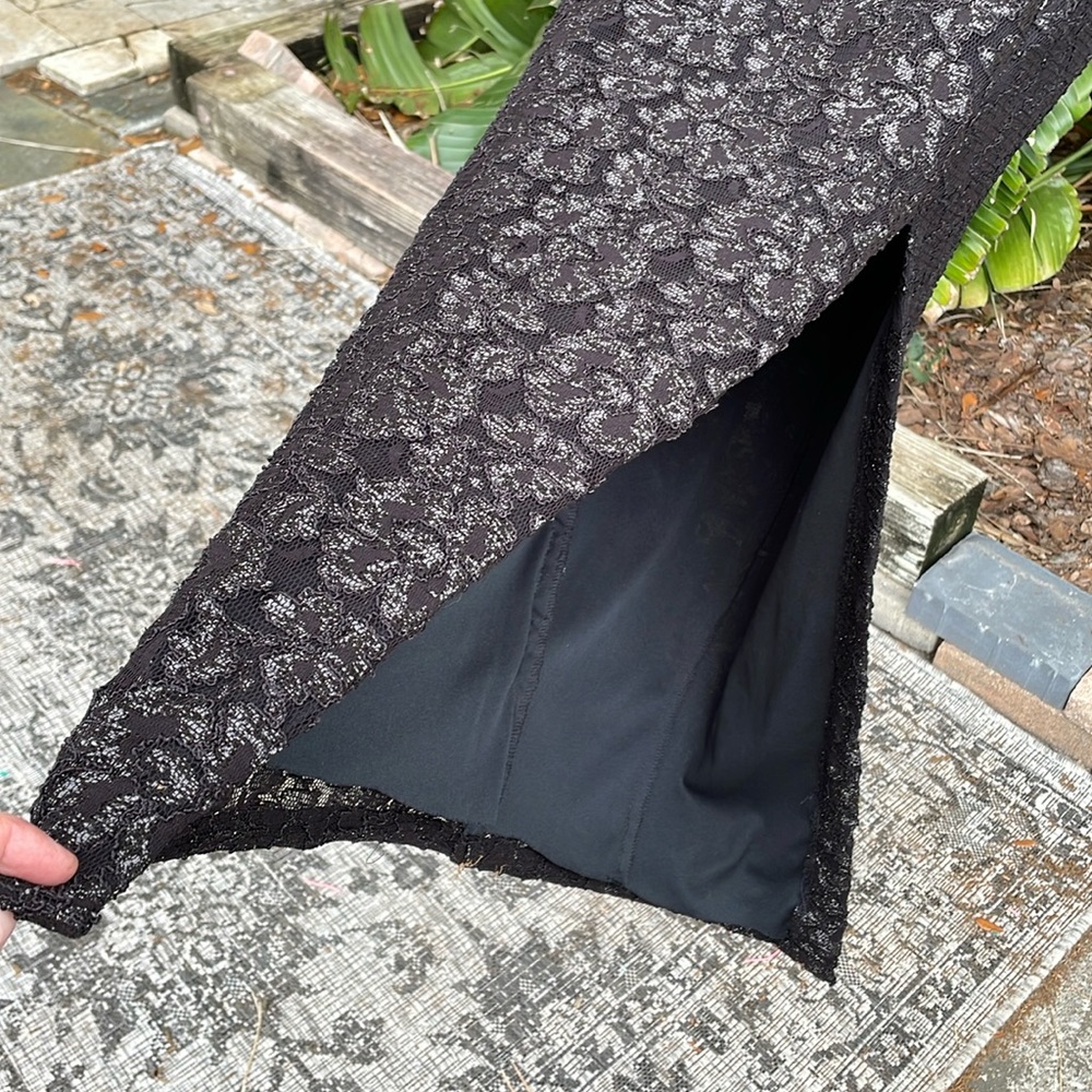 Cache metallic lace,sheer cheongsam column cocktail dress - Picture 6 of 10